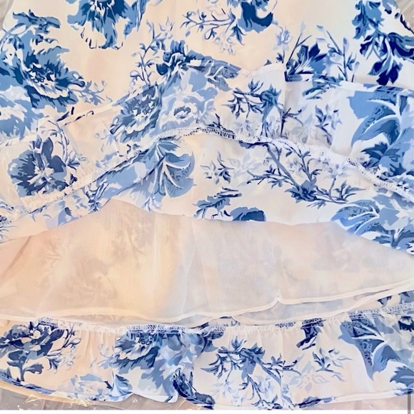 🩵HOST PICK🩵- Aqua- Blue Floral Ruffle Mini Dress. - Picture 5 of 6